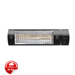 IP55 su ve toz geçirmezlik sertifikasına sahip, tek lambalı kapalı konumdaki ELCON EIR-RC 2000W uzaktan kumandalı elektrikli kafe ve restoran ısıtıcıs
