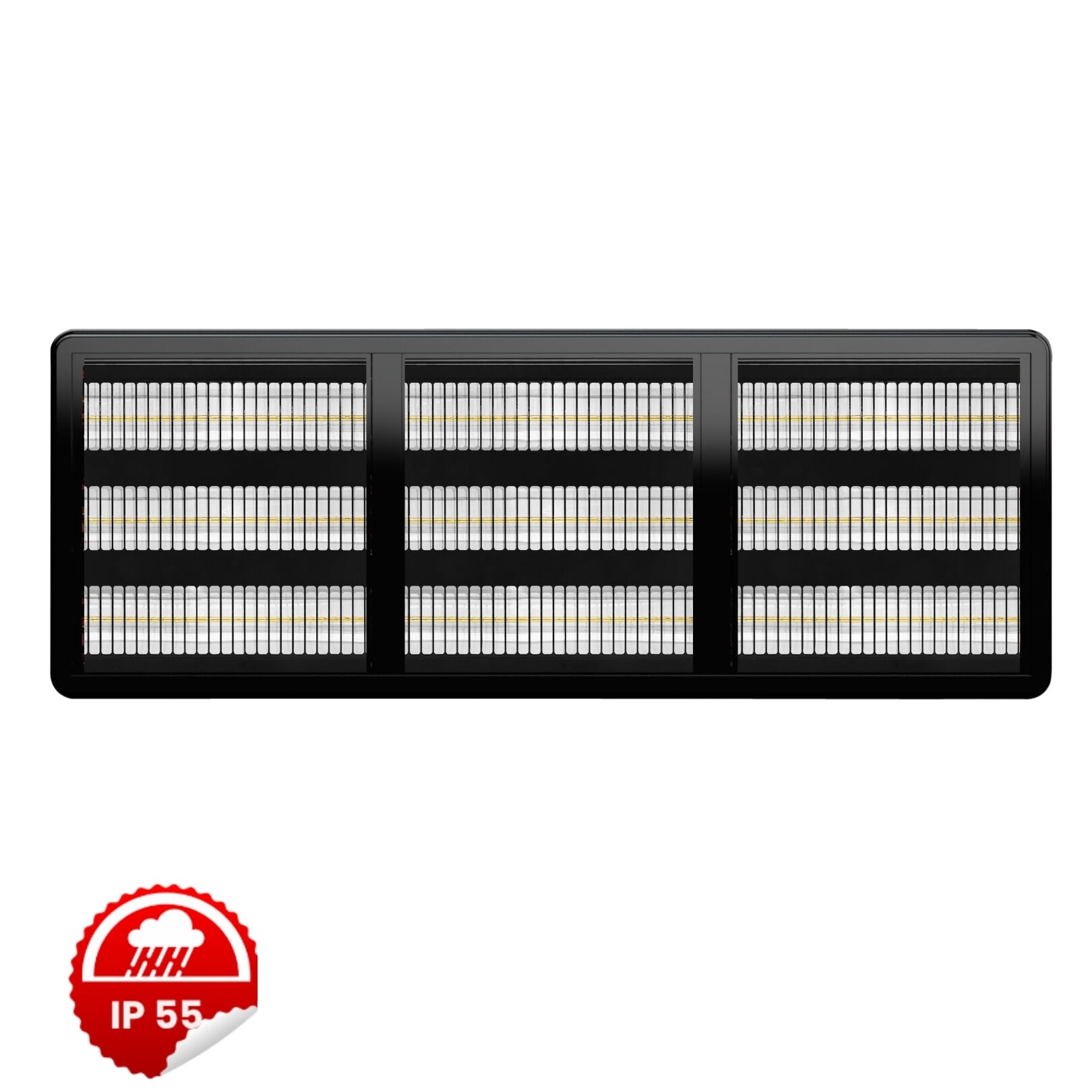 9 lambalı ve IP55 korumalı ELCON EIR-TH 18 kW (18000 Watt) endüstriyel infrared fabrika ısıtma sistemi ön görünümü.